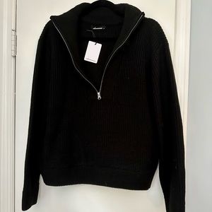 Olivaceous L Black Cropped Quarter Zip NWT